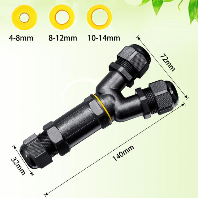 IP68 outdoor waterproof connector 3-way Y-type waterproof connector M25 connector cable terminal terminal