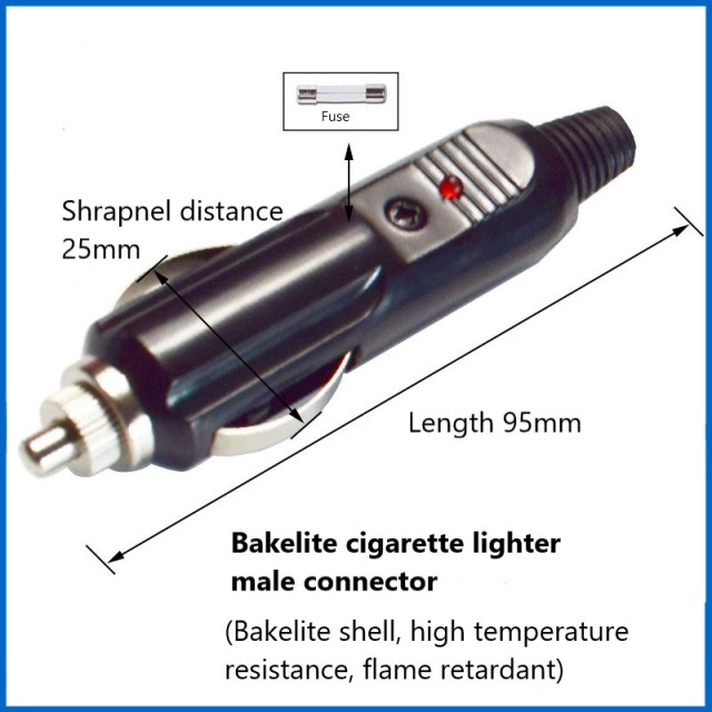 Bakelite Auto Car Dual Cigarette Lighter Head Dual Male Cigarette Lighter Power Cord High Power Male to Male Connection Cable