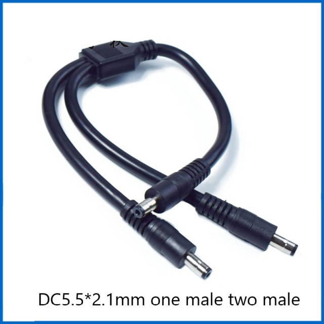 High power dc5.5*2.1/2.5mm male-female cable one-part monitoring power cord extension cable one female into two male