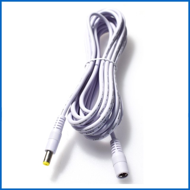 12V Power Cord Copper Thickened 5A White DC5.5*2.1mm Male to Female LED Monitor Router Extension Cable