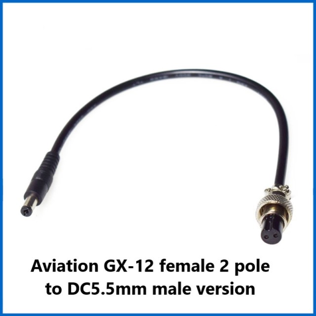 DC5.5/2.1mm Male Female to GX-12 Female 2-pole to GX12 Air Head Solar Connection Charging Cable