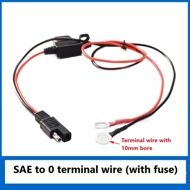 Pure copper 0.75 square SAE to 10mm female hole terminal wire with fuse plug connecting wire power cord 68CM
