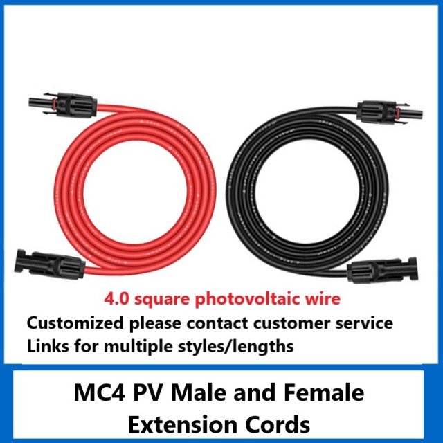 MC4 Solar PV Module Male Female Plus Extension Cord 4.0 Square MC4 PV Connector DC Cable
