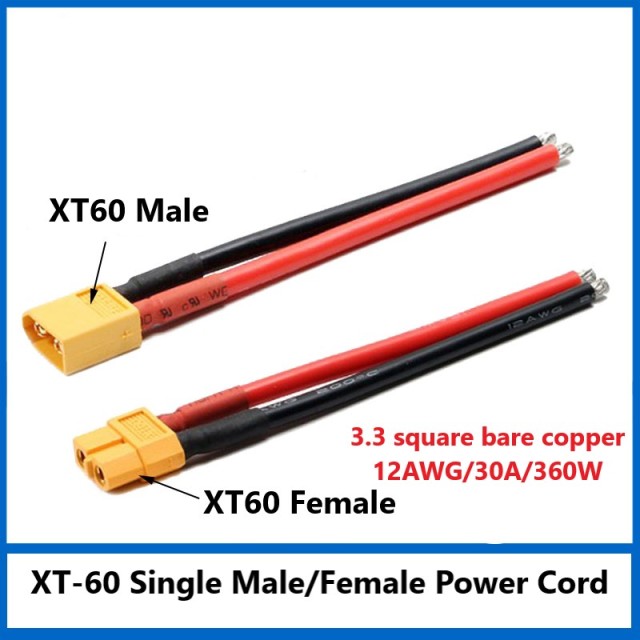 XT60 male and female model aviation cable 12AWG power ESC test lithium battery pack charging interface high current