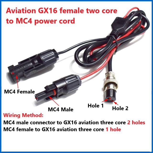 GX-16 aviation female plug 2/3/4 core to MC4 outdoor power solar storage battery connection conversion adapter