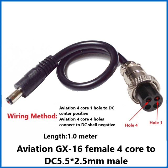 Bakelite car charger male to GX-16 four 4-pole aviation plug to DC5.5mm male and female to MC4 power connection cable