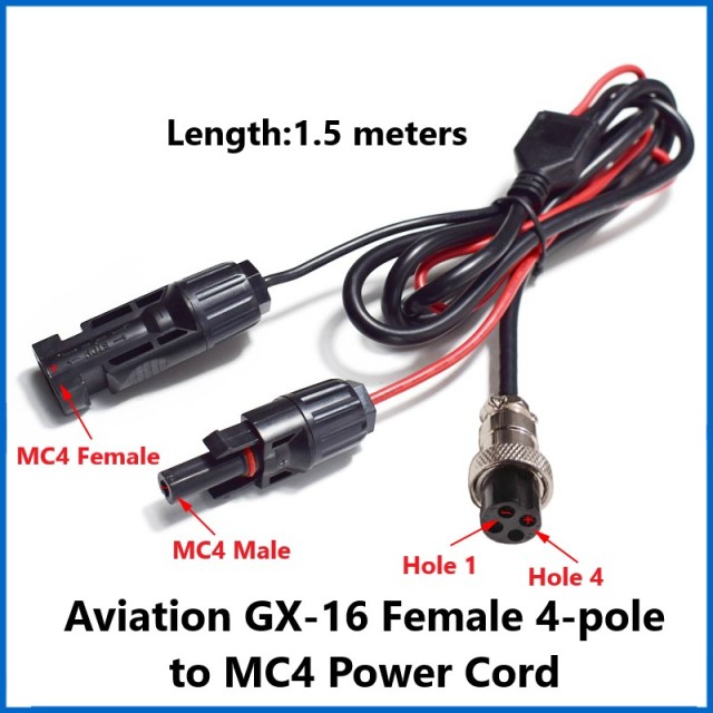 Bakelite car charger male to GX-16 four 4-pole aviation plug to DC5.5mm male and female to MC4 power connection cable