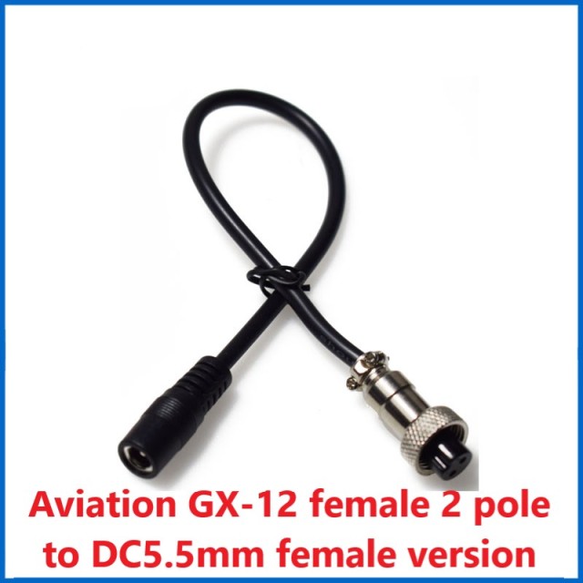 DC5.5/2.1mm male female to GX-12 female 2 core to GX12 aviation head solar connection charging cable