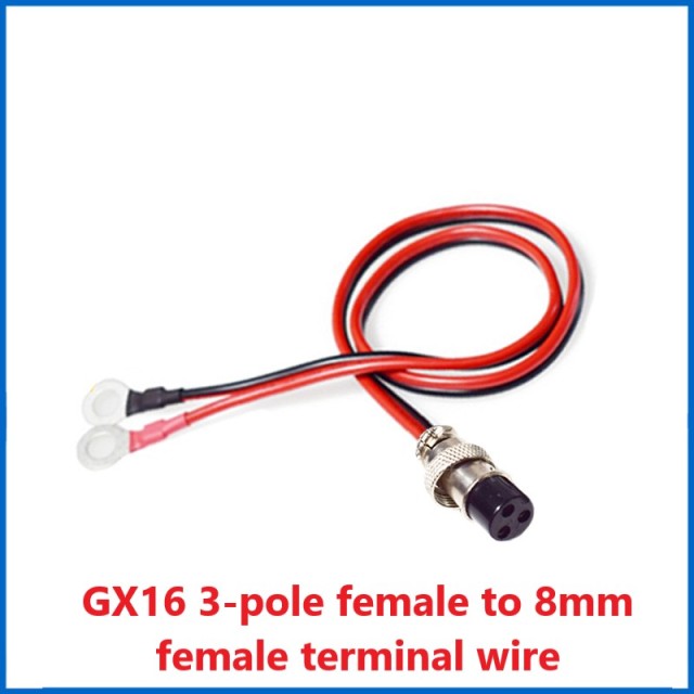 GX-16 three core female aviation head to O-type terminal crocodile clip wire 2.0 square power supply test wire
