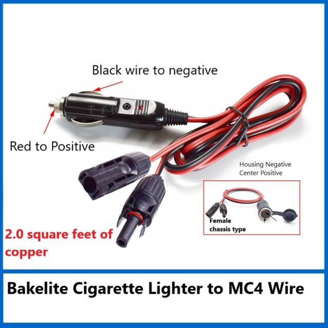 Car cigarette lighter male female to MC4 photovoltaic cable solar panel connector plug charging cable
