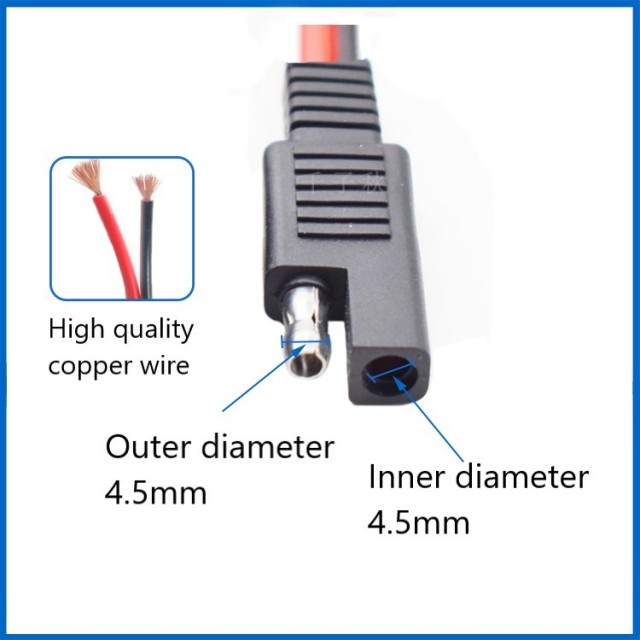 Thickened 2 square SAE male to female extension cable SAE connecting cable solar plug charging cable car bullet head