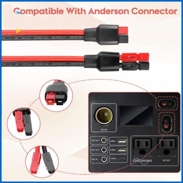 30A/45A 600V Anderson to Anderson Power Plug Cord UPS Connection Cable Outdoor Power Extension Cord