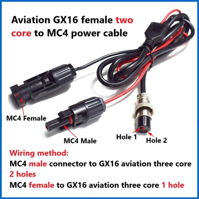 GX-16 Female Aviation Plug 2/3/4-pole to MC4 Outdoor Power Supply Solar Storage Battery Connection Conversion Adapter