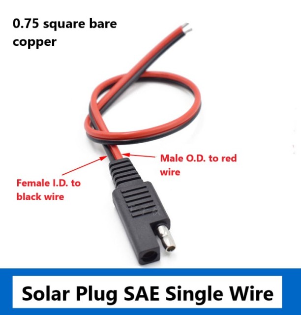 Thickened SAE single head cable car battery extension cable solar battery plug cable car bullet over 10A