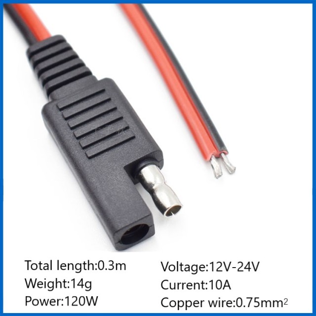 Thickened SAE single head cable car battery extension cable solar battery plug cable car bullet over 10A