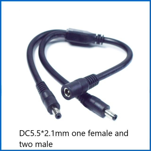 High power dc5.5*2.1/2.5mm male-female cable one-part monitoring power cord extension cable one female into two male