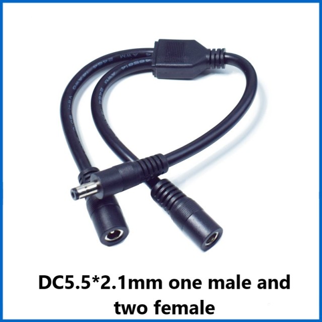 High power dc5.5*2.1/2.5mm male-female cable one-part monitoring power cord extension cable one female into two male