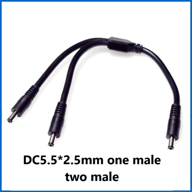High power dc5.5*2.1/2.5mm male-female cable one-part monitoring power cord extension cable one female into two male
