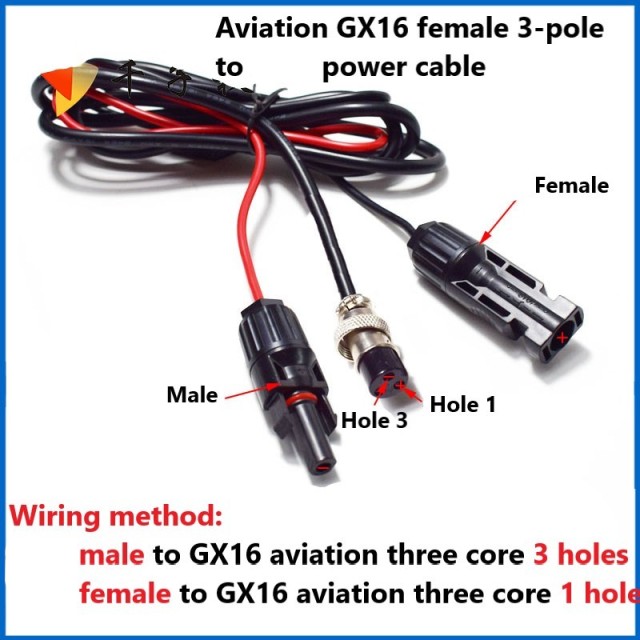 GX-16 Female Aviation Plug 2/3/4-pole to Outdoor Power Supply Solar Storage Battery Connection Conversion Adapter