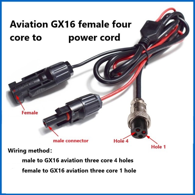 GX-16 Female Aviation Plug 2/3/4-pole to Outdoor Power Supply Solar Storage Battery Connection Conversion Adapter