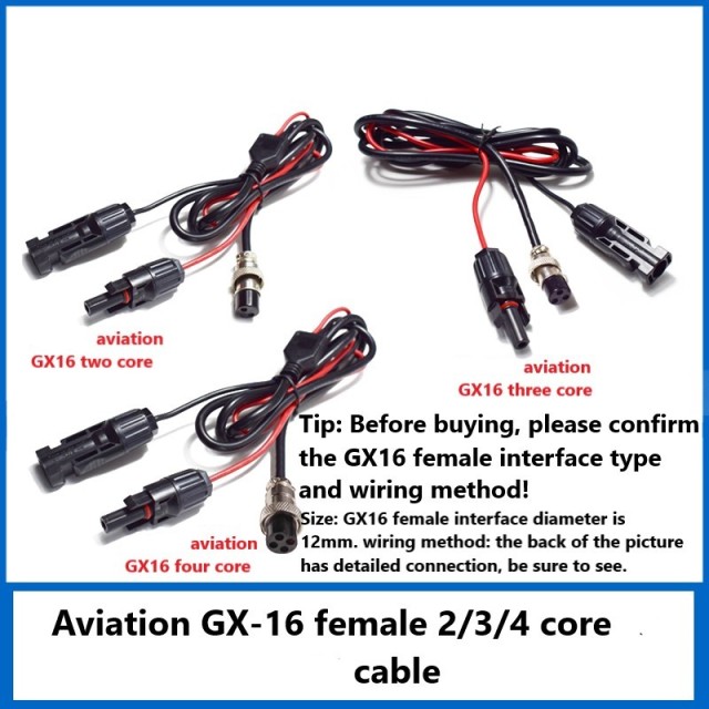 GX-16 Female Aviation Plug 2/3/4-pole to Outdoor Power Supply Solar Storage Battery Connection Conversion Adapter