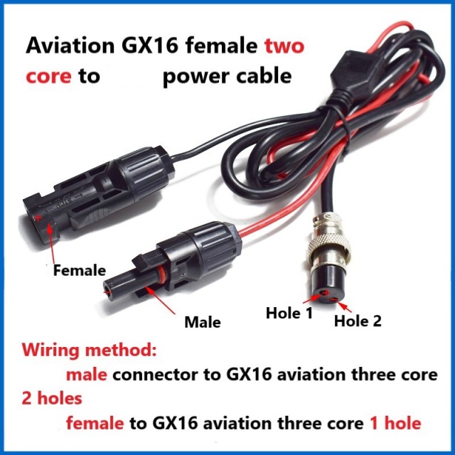GX-16 Female Aviation Plug 2/3/4-pole to Outdoor Power Supply Solar Storage Battery Connection Conversion Adapter