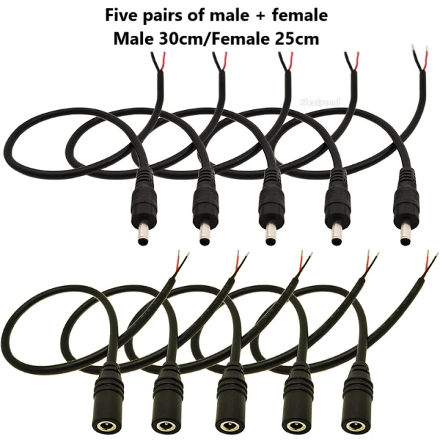 Pure copper 5V round head DC3.5*1.35 one-part-two power cord DC male and female connecting cable one to two adapter cable