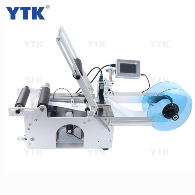 Semi Automatic Labeling Machine For Round Bottles With Inkjet Date Printer On Sale