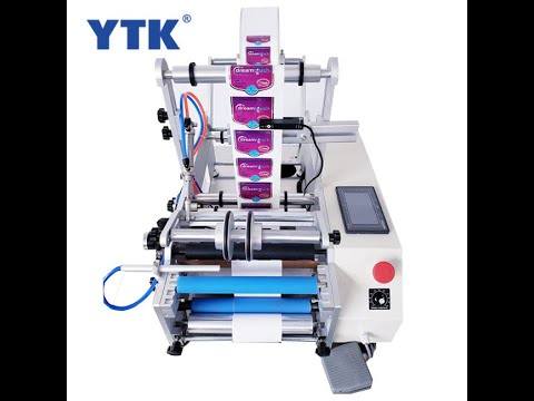 Semi Automatic Pneumatic Labeling Sticker Machine For Round Bottles Double Sides Labeling