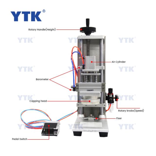 YTK-DDX450D Pneumatic Glass Jar Cans Screwing Twist-Off Lids Capping Machine