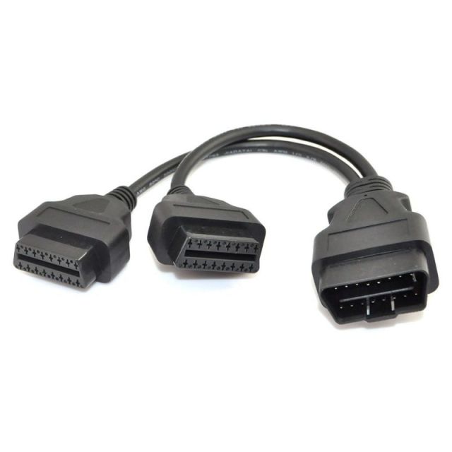 iKKEGOL 30cm/12 OBD2 OBD II Splitter Extension Y J1962 16 Pin Cable Male to Dual Female Cord Adapter
