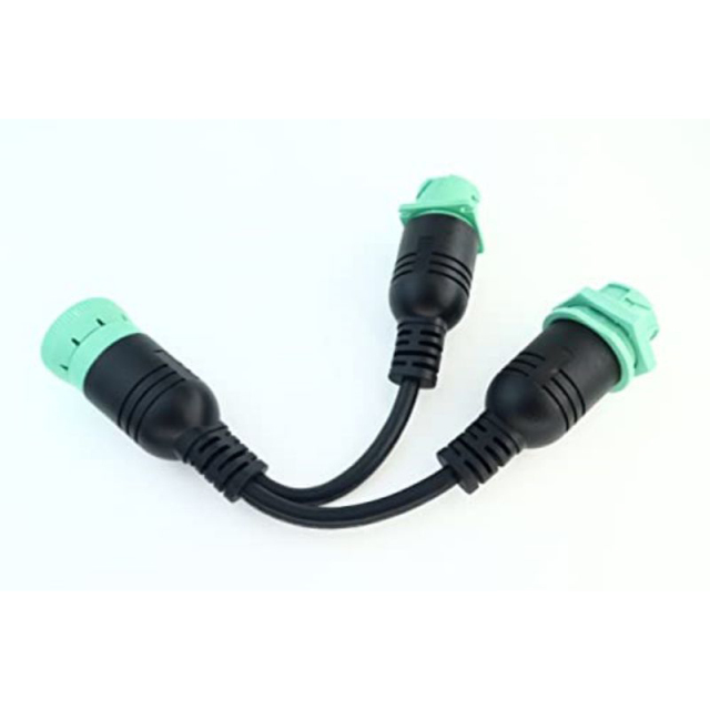 Waterproof Overmolded J1939 Type 2 Splitter Y Cable 1 Male to 2 Female 9pin connectors