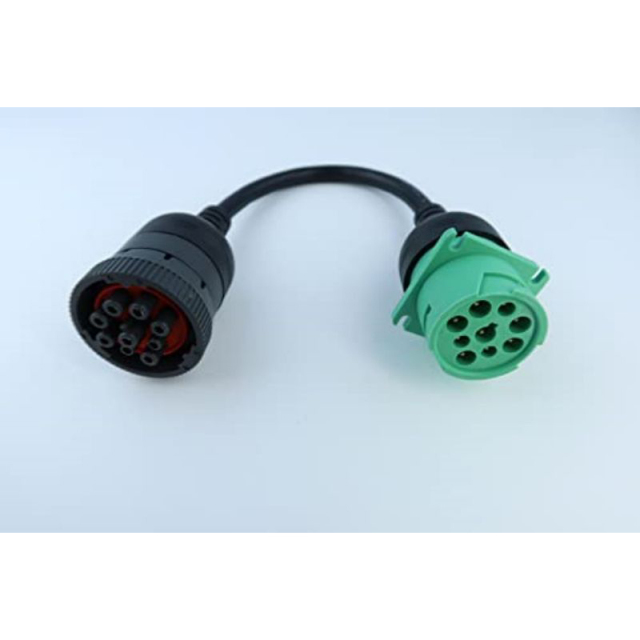 Gray 9Pin Type1 J1939 Port to New Green 9pin Type2 J1939 Port Cable Turn 9p Type1 to 9p Type2