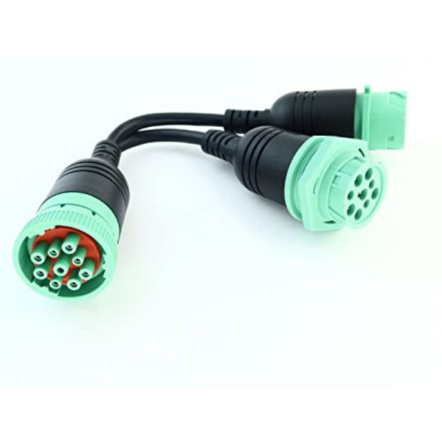 Waterproof Overmolded J1939 Type 2 Splitter Y Cable 1 Male to 2 Female 9pin connectors