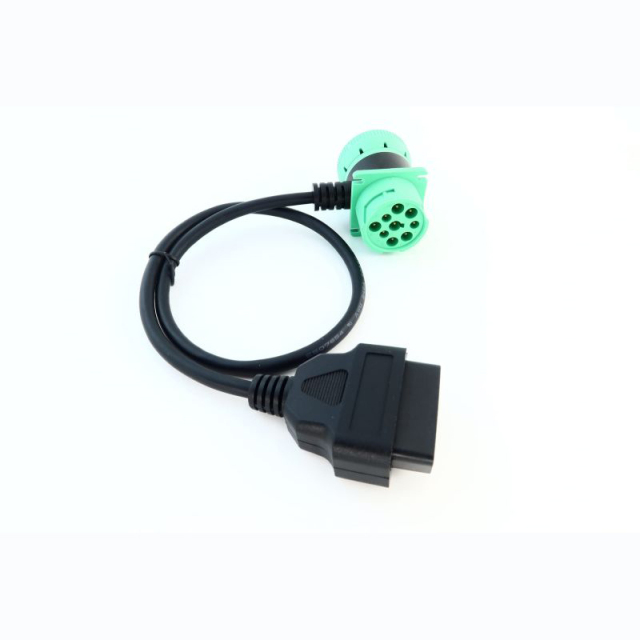 Green 9 Pin Male to 9 Pin Female to OBD 2 Extension Cable J1939 to OBDii 16pin Adapter Cable