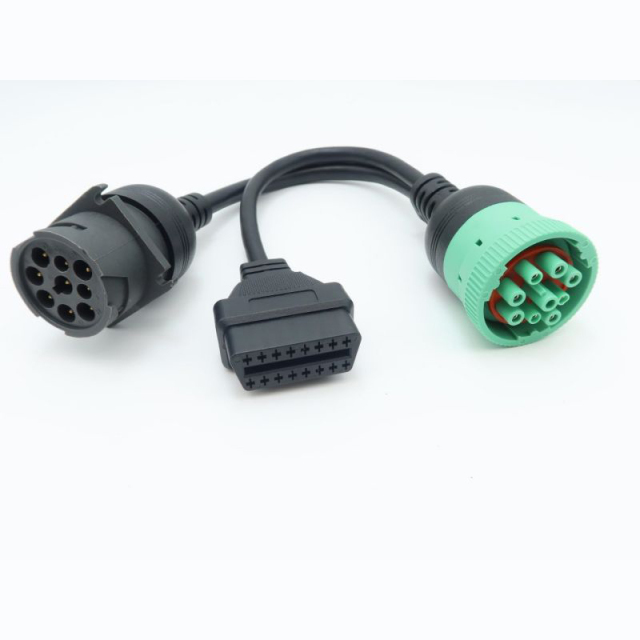 J1939 Male to J1939 Female and OBD2 Female Cable Working for Both J1939 Type1 and Type 2 for Freightliner ELD Fleet Management