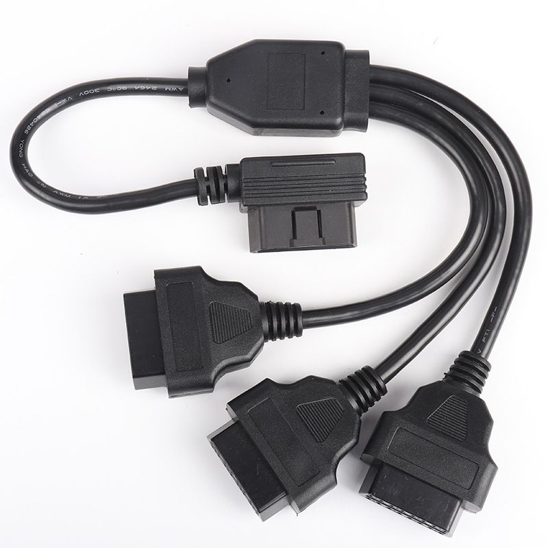 50cm OBD  OBD2 Extension  cable  L-shaped Elbow  obd2  16pin 16core  1 to  3 splitter y cable