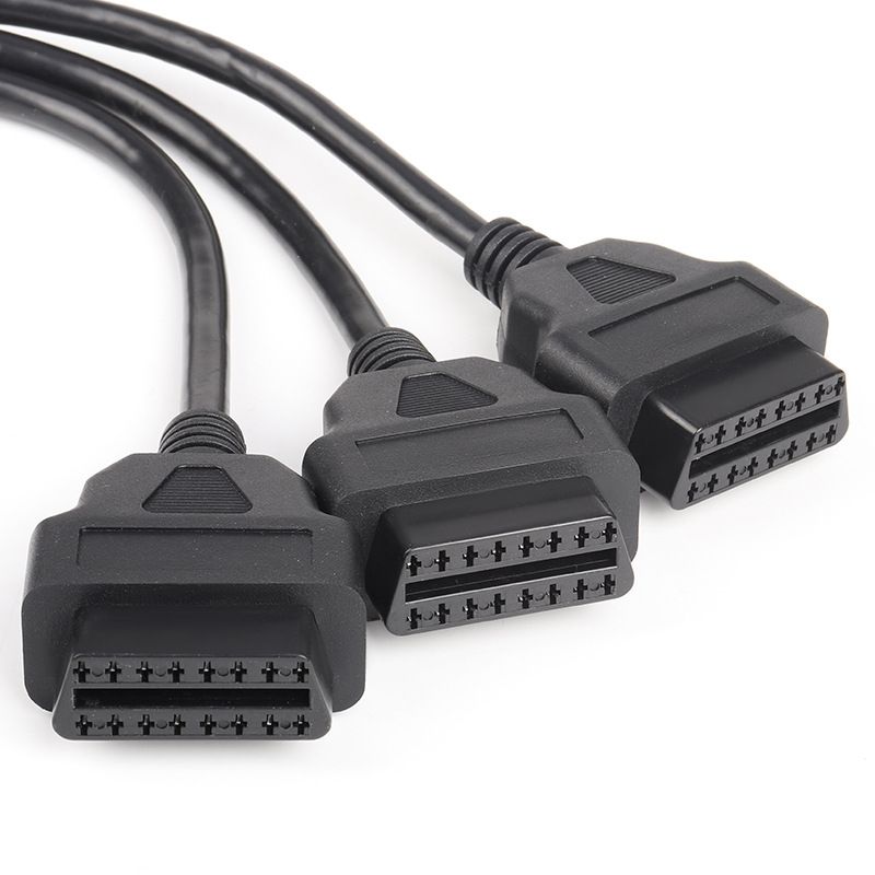 50cm OBD  OBD2 Extension  cable  L-shaped Elbow  obd2  16pin 16core  1 to  3 splitter y cable