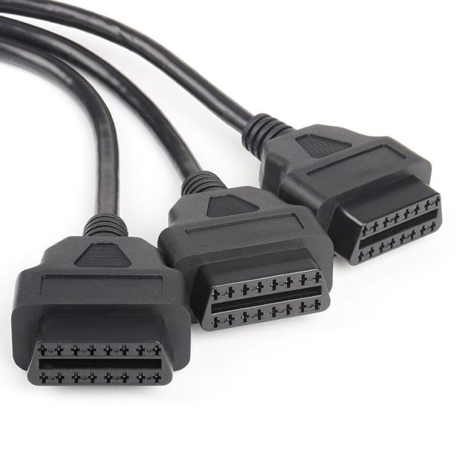 50cm OBD  OBD2 Extension  cable  L-shaped Elbow  obd2  16pin 16core  1 to  3 splitter y cable
