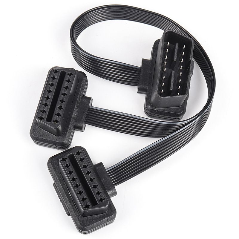 30CM Car   Flat OBD2 1  to 2 Bluetooth ELM327  Splitter Y Extension Cable