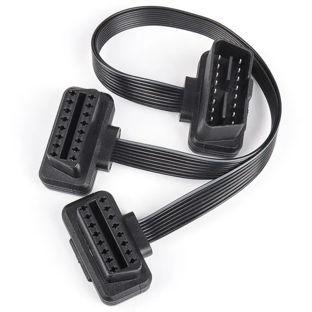 30CM Car   Flat OBD2 1  to 2 Bluetooth ELM327  Splitter Y Extension Cable