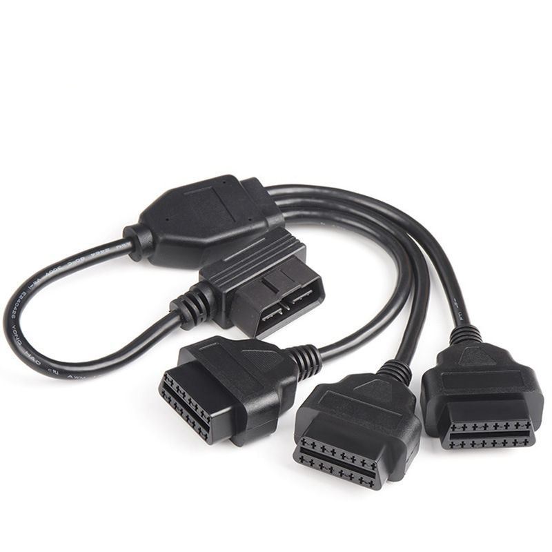 50cm OBD  OBD2 Extension  cable  L-shaped Elbow  obd2  16pin 16core  1 to  3 splitter y cable