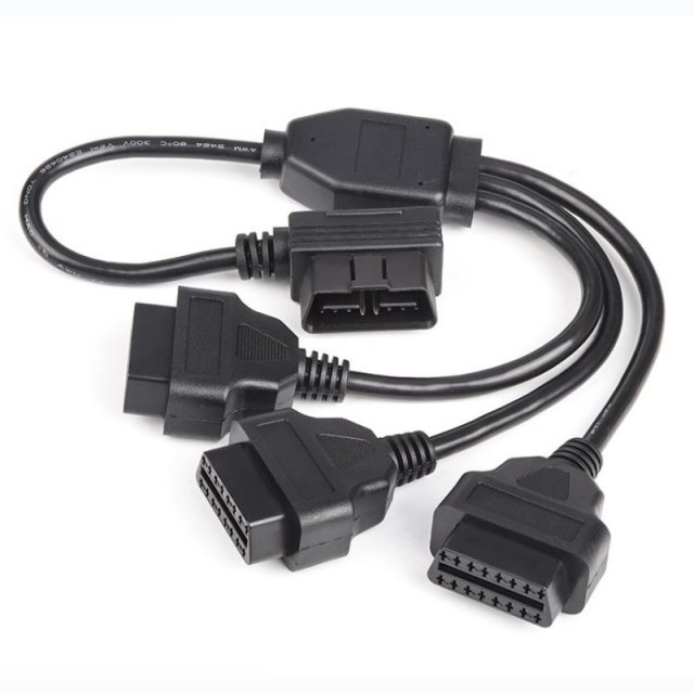 50cm OBD  OBD2 Extension  cable  L-shaped Elbow  obd2  16pin 16core  1 to  3 splitter y cable