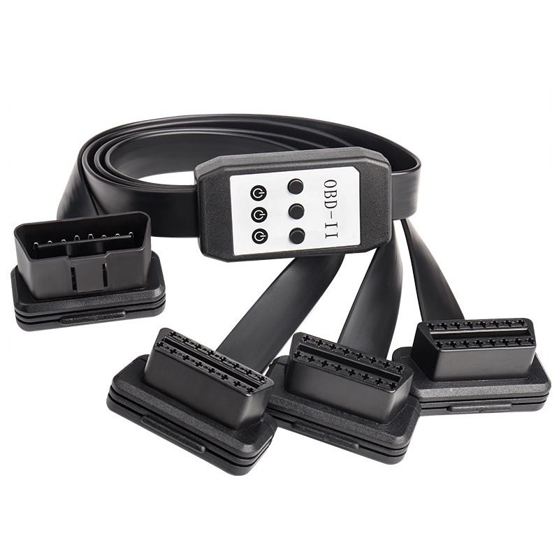 60cm  OBD2 16 pin 1 male to 3 female 16 pin extension cable with switch OBd2 16 pin 16 core cable