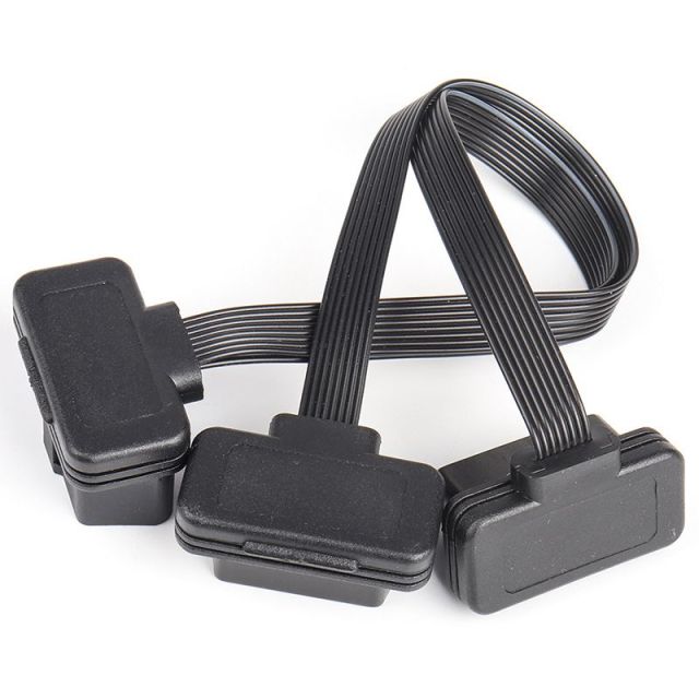 30CM Car   Flat OBD2 1  to 2 Bluetooth ELM327  Splitter Y Extension Cable