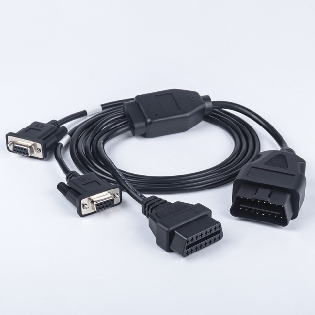 OBD2 male  to 2 DB9 and OBD female  CABLE  Serial RS232  OBD2 diagnostic tool connection cable