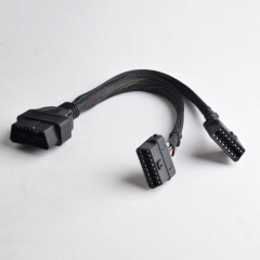 Automobile OBD2 one to two extension cable obd2 16pin 1 to 2 splitter Y cable