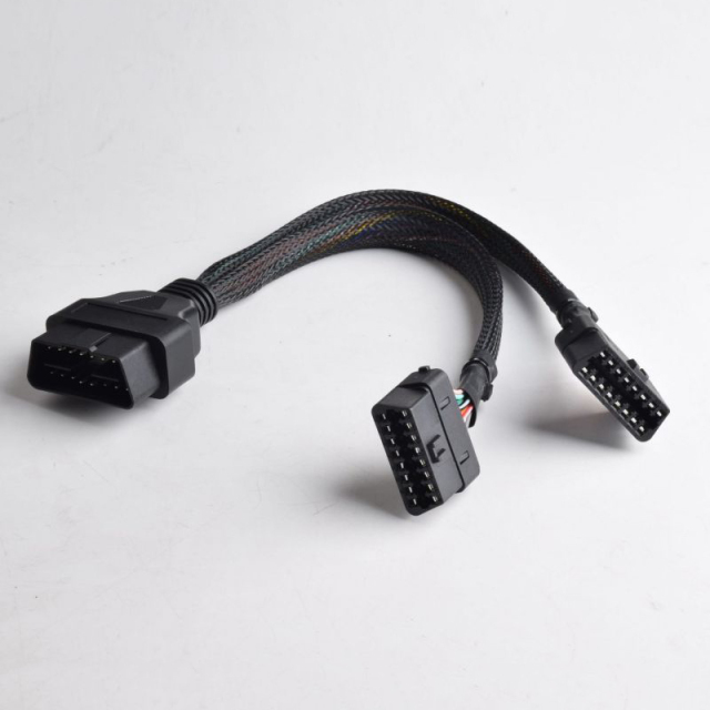 Automobile OBD2 one to two extension cable obd2 16pin 1 to 2 splitter Y cable