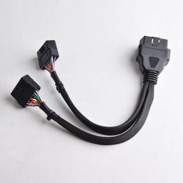 Automobile OBD2 one to two extension cable obd2 16pin 1 to 2 splitter Y cable