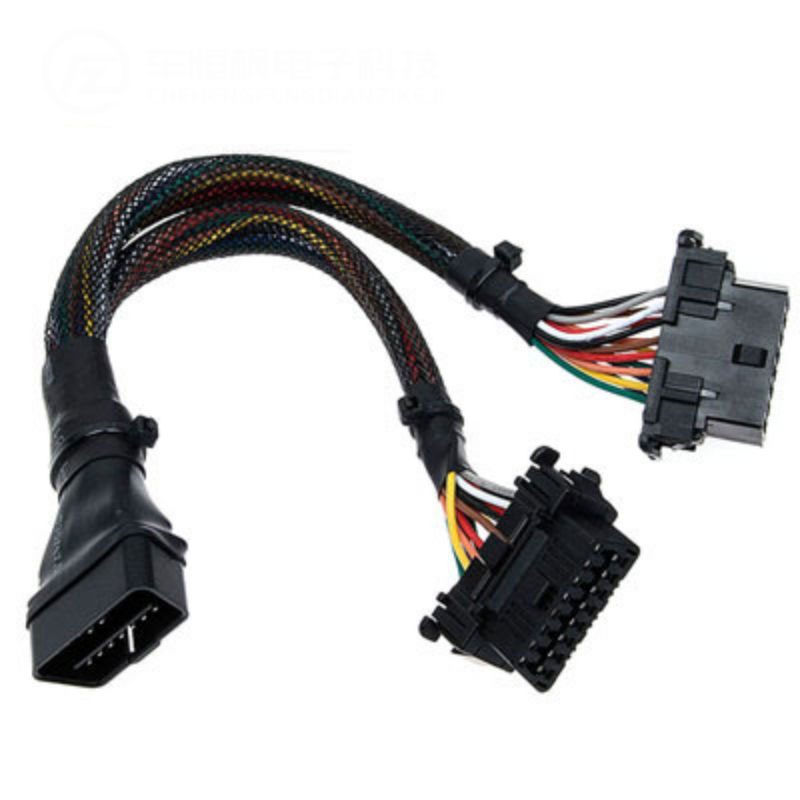 30CM Military cable OBD2 one in two extension cable, automotive computer connection conversion plug 16 pin  male and female  cable